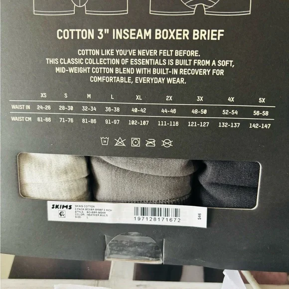 SKIMS NIB 3 Boxers Briefs for Men. Size L. 3”inseam. Very Comfortable - Picture 5 of 6